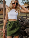 Pocketed Buttoned Mini Denim Skirt
