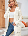 Open Front Dropped Shoulder Cardigan with Pockets