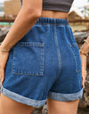 Drawstring High Waist Denim Shorts with Pockets
