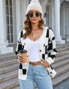Button-Up V-Neck Dropped Shoulder Cardigan