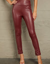 PU High Waist Straight Pants