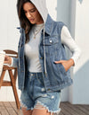 Pocketed Button Up Hooded Denim Jacket