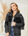 Fringe Detail Long Sleeve Denim Jacket