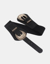 Shell Double Buckle Elastic Wide Belt