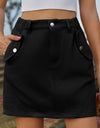 Pocketed Buttoned Mini Denim Skirt