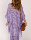 Openwork Open Front Cardigan with Fringes