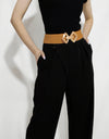 Geometric Buckle Elastic Wide Belt