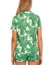Printed Button Up Short Sleeve Top and Shorts Lounge Set