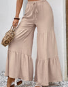 Drawstring Waist Tiered Flare Culottes