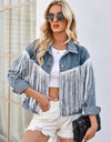 Tassel Button Up Dropped Shoulder Denim Jacket
