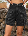 High Waist Denim Cargo Shorts
