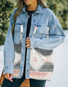 Collared Neck Dropped Shoulder Denim Jacket