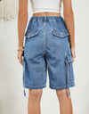 High Waist Denim Shorts with Pockets