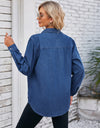 Button Up Collared Neck Denim Jacket