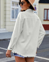 Button Up Pocketed Raw Hem Denim Jacket
