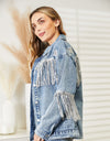 Fringe Detail Long Sleeve Denim Jacket
