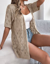 Openwork Open Front Short Sleeve Cardigan