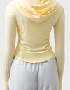 Pocketed Zip Up Hooded Long Sleeve Active Outerwear