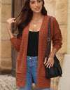 Open Front Dropped Shoulder Cardigan with Pockets