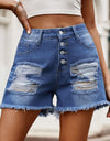 Raw Hem Denim Shorts with Pockets