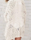 Openwork Open Front Long Sleeve Cardigan