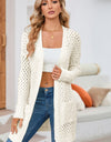Open Front Dropped Shoulder Cardigan with Pockets