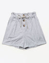 Buttoned Drawstring Waist Cuffed Shorts