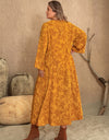 Plus Size Printed Slit Long Sleeve Dress