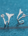 Moissanite Fishtail Rhodium-Plated Earrings