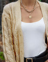 Cable-Knit Button Down Cardigan