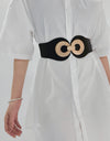 Alloy Buckle Elastic PU Belt