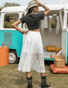 Embroidered Elastic Waist Skirt
