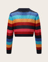 Openwork Color Block Tied Cardigan