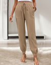 Tied Elastic Waist Pants with Pockets