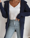 Ribbed Open Front Hooded Cardigan with Pockets