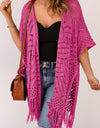 Openwork Open Front Cardigan with Fringes