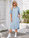 Button Up Dropped Shoulder Denim Dress