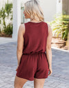 Scoop Neck Wide Strap Romper with Pockets