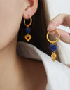 Heart Shape Lapis Lazuli Dangle Earrings