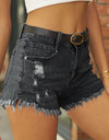 Raw Hem Distressed Denim Shorts