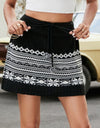 Drawstring Geometric Mini Sweater Skirt