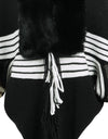 Striped Fringe Detail Long Sleeve Poncho