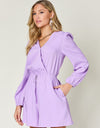 Double Take Full Size Drawstring Long Sleeve Romper