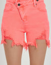 RISEN Raw Hem Asymmetrical Waist Denim Shorts