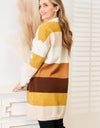 Woven Right Color Block Dropped Shoulder Cardigan