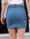 High Waist Pocketed Denim Skirt