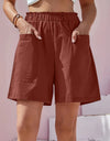 Full Size Pocketed Elastic Waist Shorts