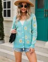 Daisy Pattern Button Front Cardigan