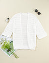 Openwork Open Front Long Sleeve Cardigan