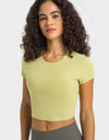 Round Neck Short Sleeve Cropped Sports T-Shirt